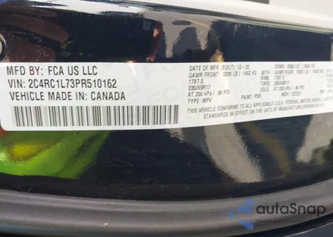 2023 Chrysler Pacifica Hybrid Touring L z USA, uszkodzony, nr VIN 2C4RC1L73PR510162